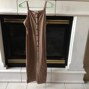Ribbed button maxi dress medium